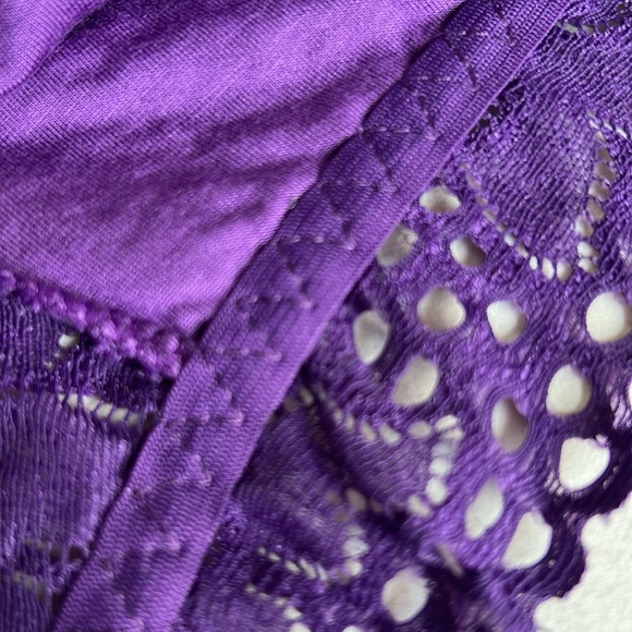 PLUS PURPLE LACE HALTER STRETCH BRALETTE 1X 2X 3X - Picture 9 of 15